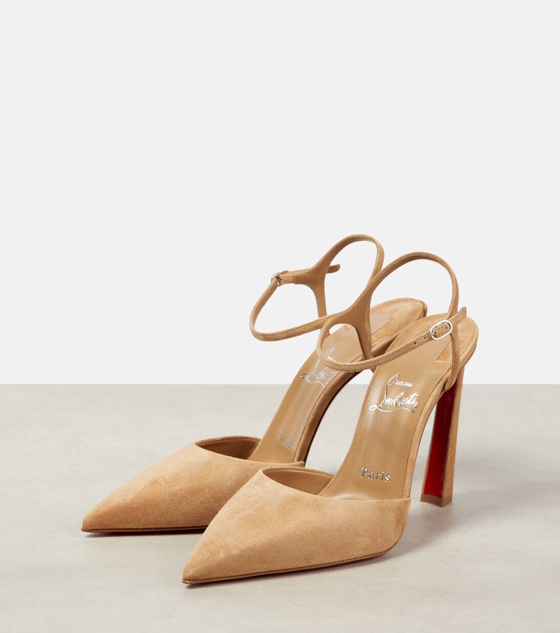 Туфли-лодочки Condora Riviera 100 из замши с открытой пяткой Christian Louboutin, цвет lionne/lin lionne — фото 4