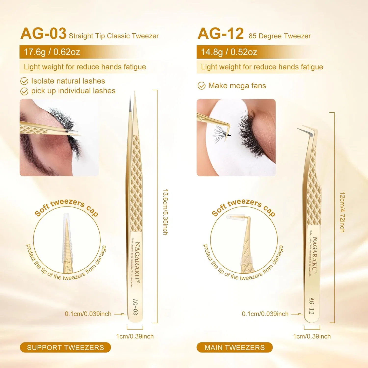 Набор пинцетов для наращивания ресниц NAGARAKU Fibre Tip AG-03 и AG-12 Nagaraku — фото 2