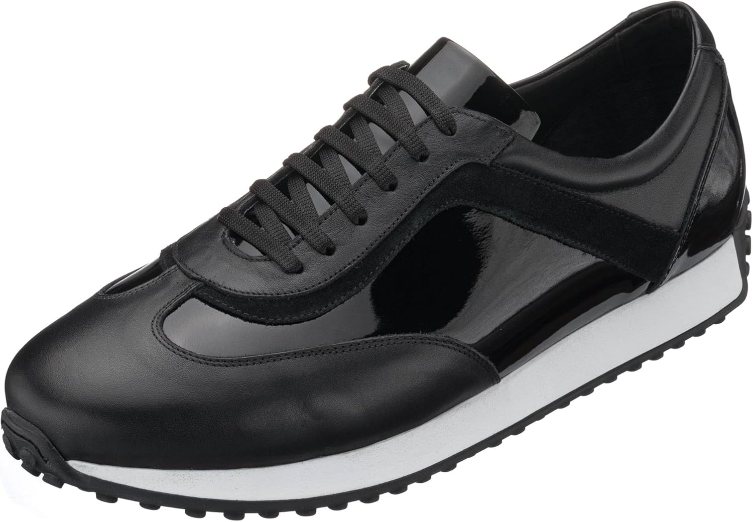 

Мужские кроссовки DALGALA большого размера из черной кожи, легкие, ручной работы, с элементами из лакированной кожи