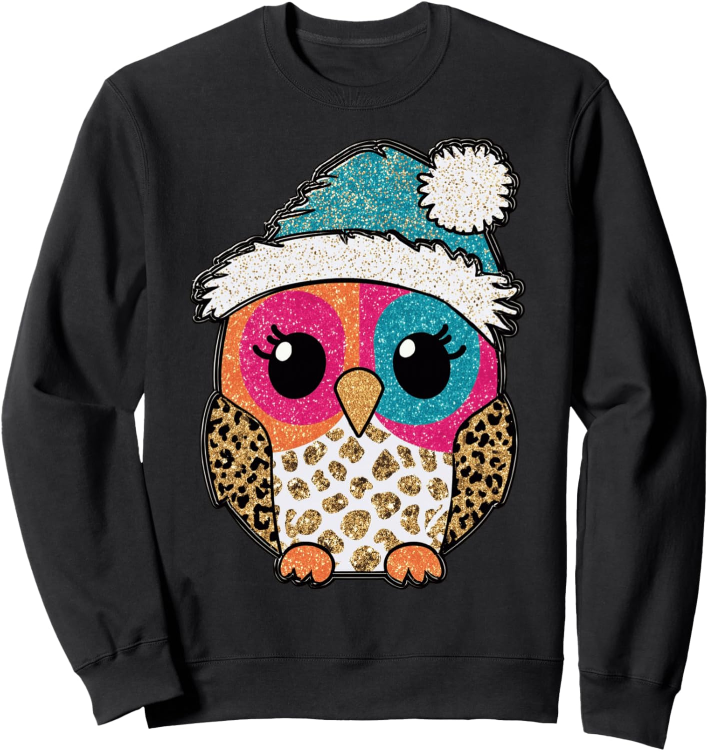 

Милая толстовка с совой в шапке Санты Festive Celebration Cheetah Print Click For More.., черный