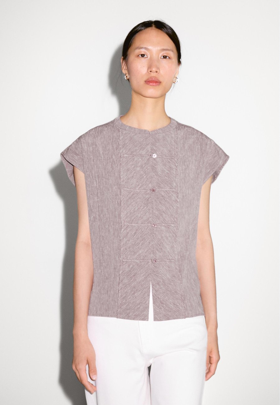 

Блуза Massimo Dutti FLOWING GARMENT WITH BIB DETAIL, Mauve