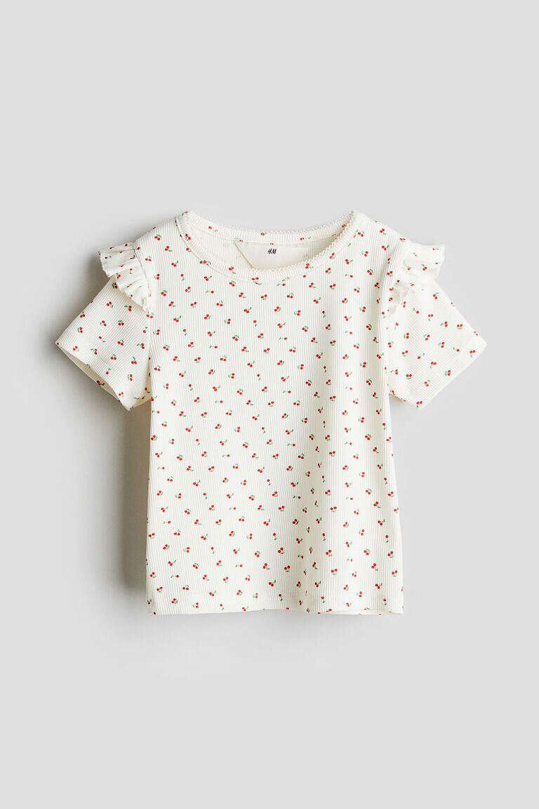 

Футболка в рубчик с оборками H&M, белый