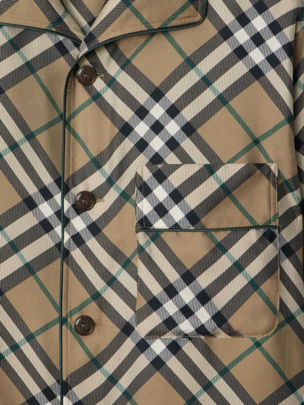 Пижамная рубашка шелковая Burberry, клетка, коричневый — фото 2