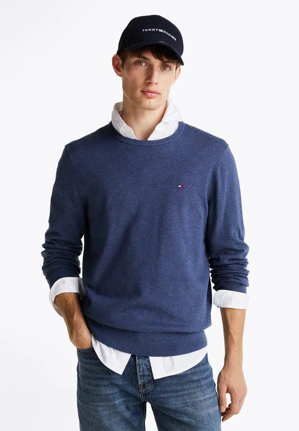 Свитер с круглым вырезом и вышивкой флага Tommy Hilfiger, Aegean Sea Heather