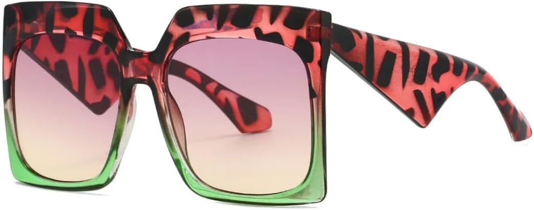 

Крупные солнцезащитные очки в большой оправе для женщин и мужчин, роскошные винтажные солнцезащитные очки, популярные панк-очки с леопардовым принтом для пляжа VVTWSSW, Pink Leopard