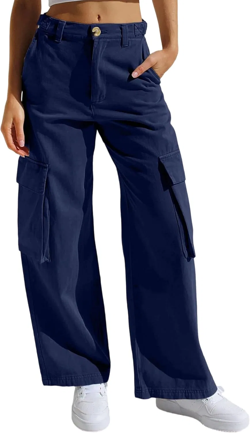 Джинсы карго с высокой посадкой, Wide Leg, Синие