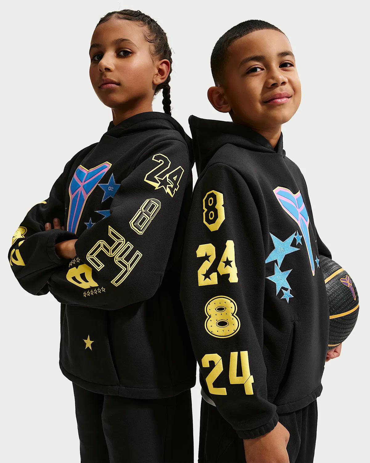 Детская флисовая баскетбольная худи Kobe All-Star Weekend, Black/Sonic Yellow/Light Photo Blue
