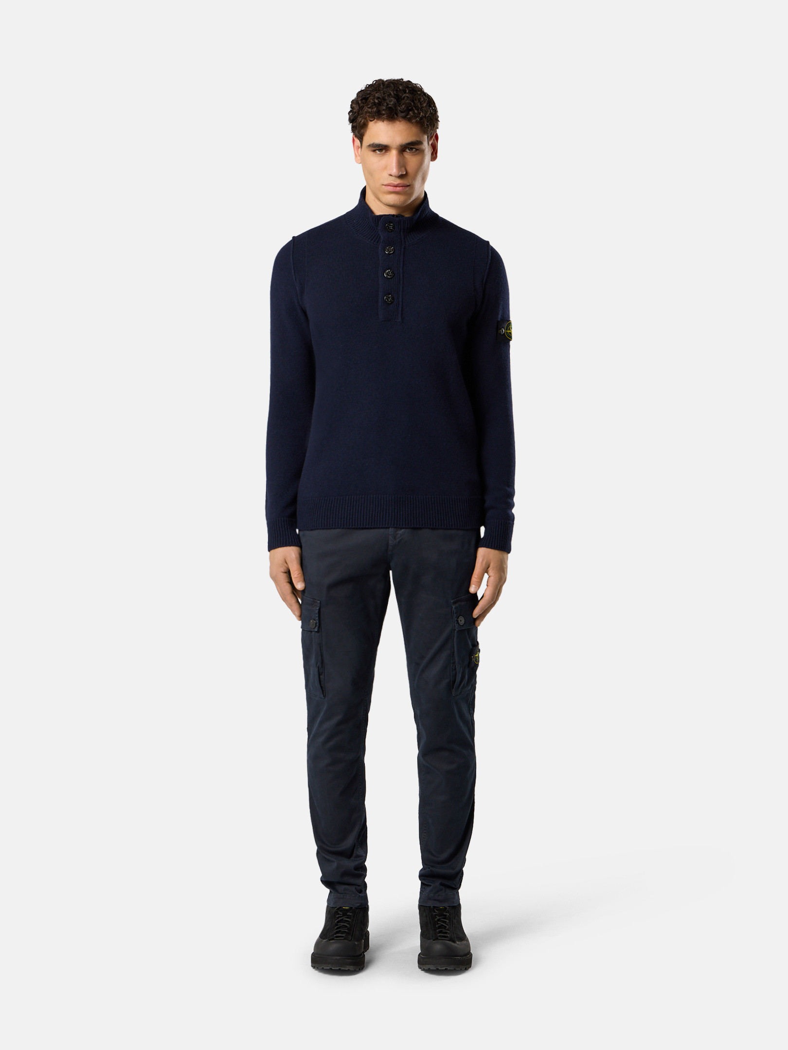 Узкие брюки-карго с карманами на молнии Stone Island 3100034 STRETCH ORGANIC BROKEN TWILL COTTON 'OLD' EFFECT, синий — фото 2