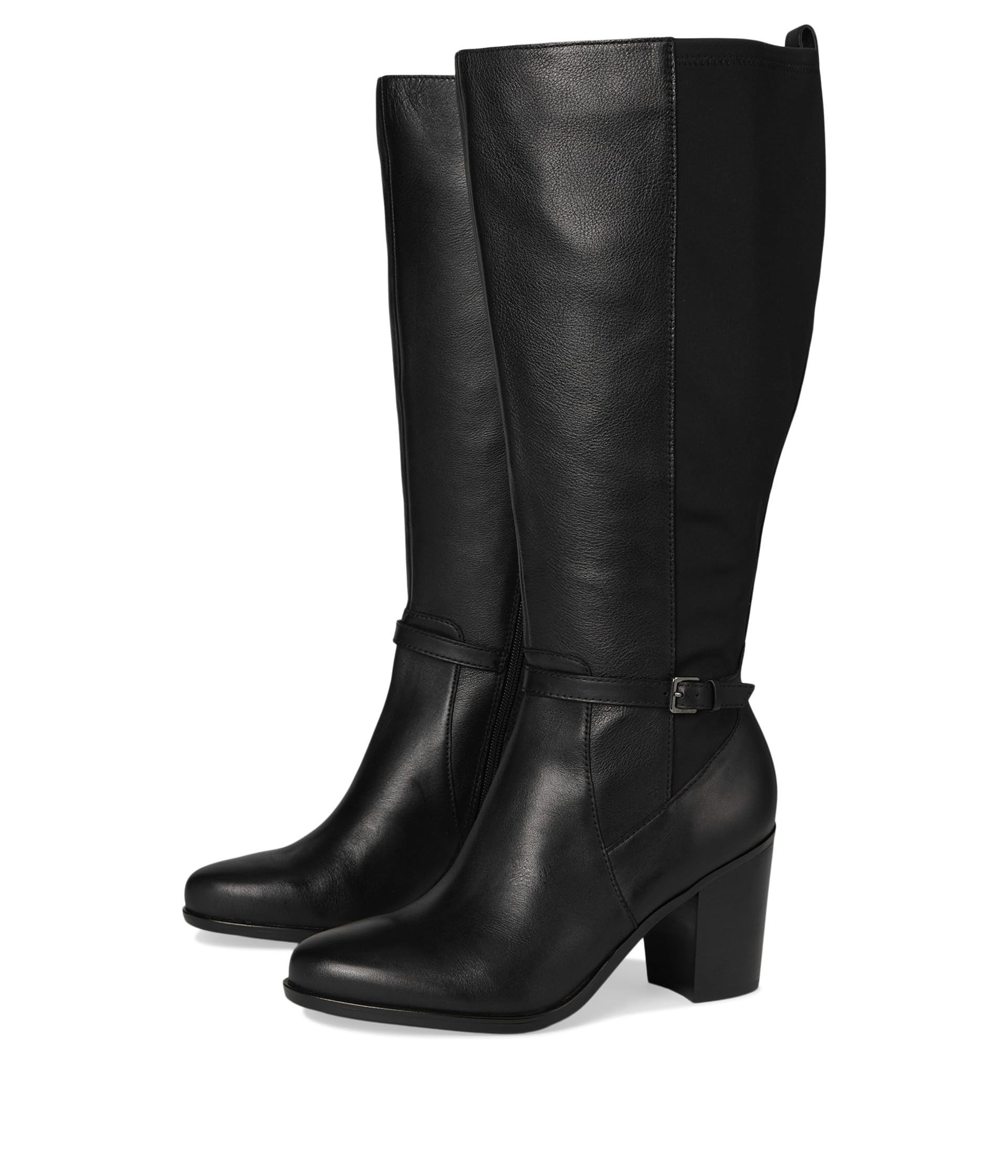Ботинки Naturalizer Kalina-Stretch Extra Wide Calf Boots, Black Leather and Fabric