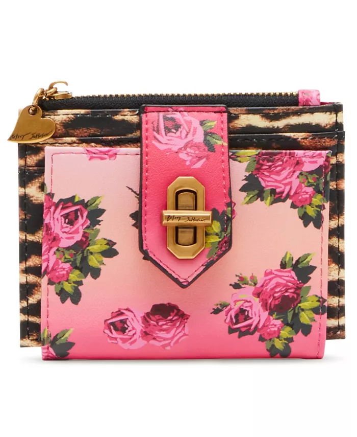 

Кошелек Leopard Floral Bifold с леопардовым цветочным принтом Betsey Johnson, розовый