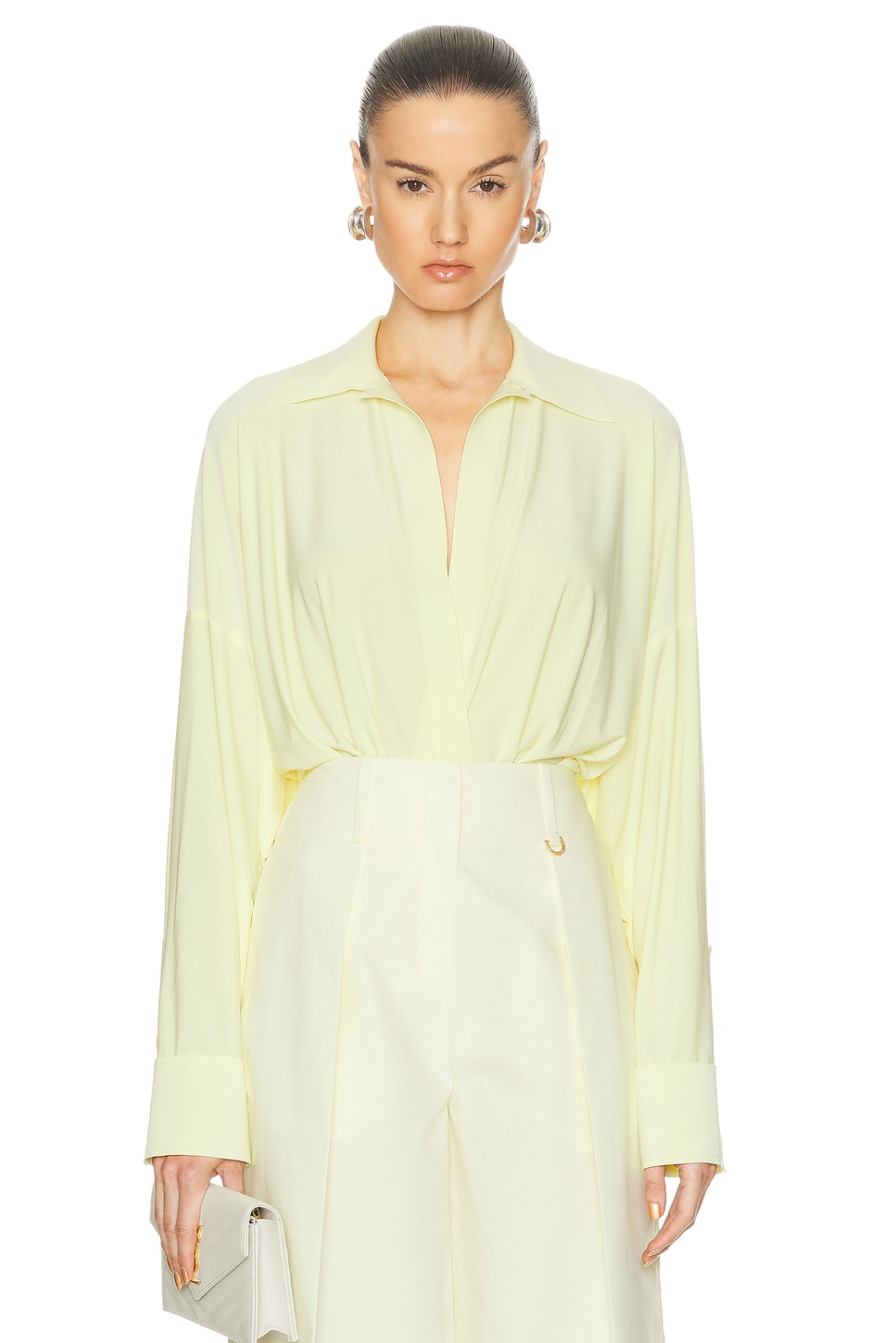 

Боди-рубашка Super Oversized Boyfriend Nk Norma Kamali, цвет Butter Yellow