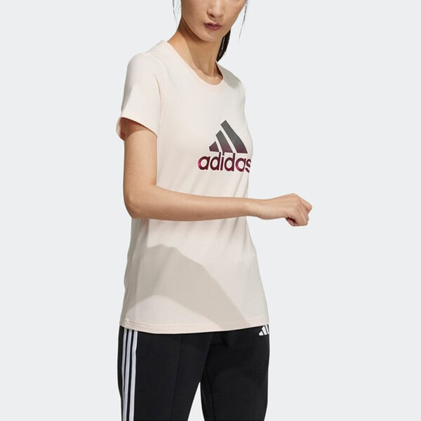 Футболка (WMNS) Adidas Fi Tee Foil Casual Sports Round Neck Short Sleeve Pink Tin T-Shirt, розовый — фото 2