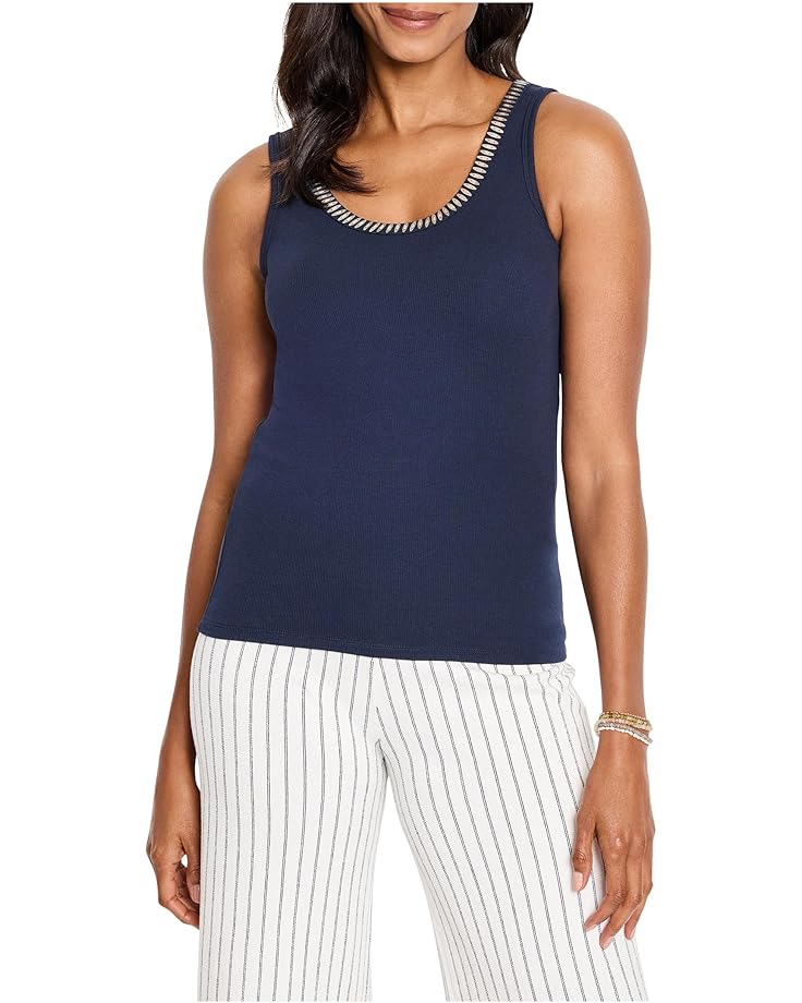 

Топ NIC+ZOE Petite Shimmer Trimmed Tank, цвет Dark Indigo