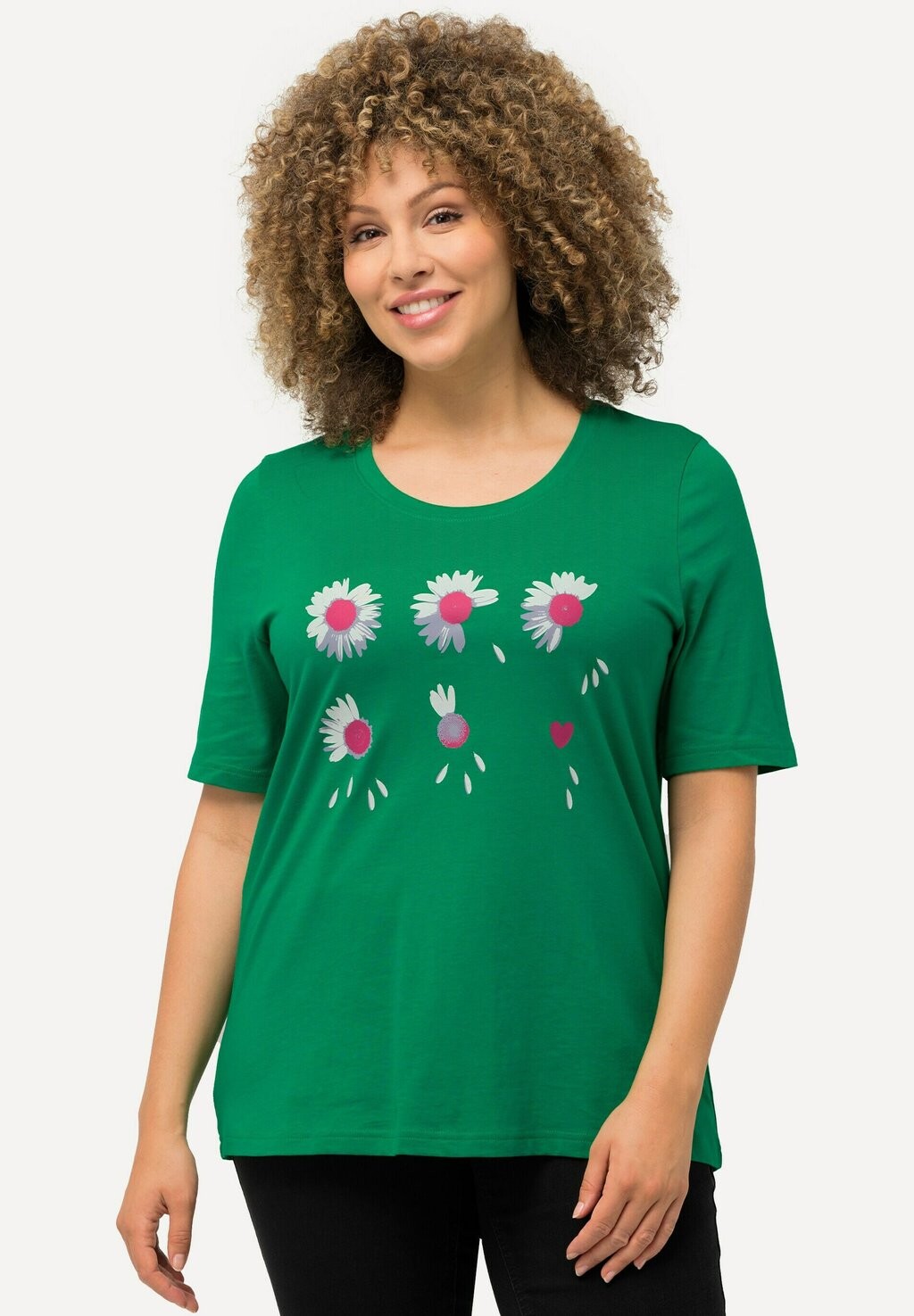 

Футболка с принтом À FLEURS COUPE CLASSIC FIT COL ROND ET MANCHES COURTES Ulla Popken, зеленый