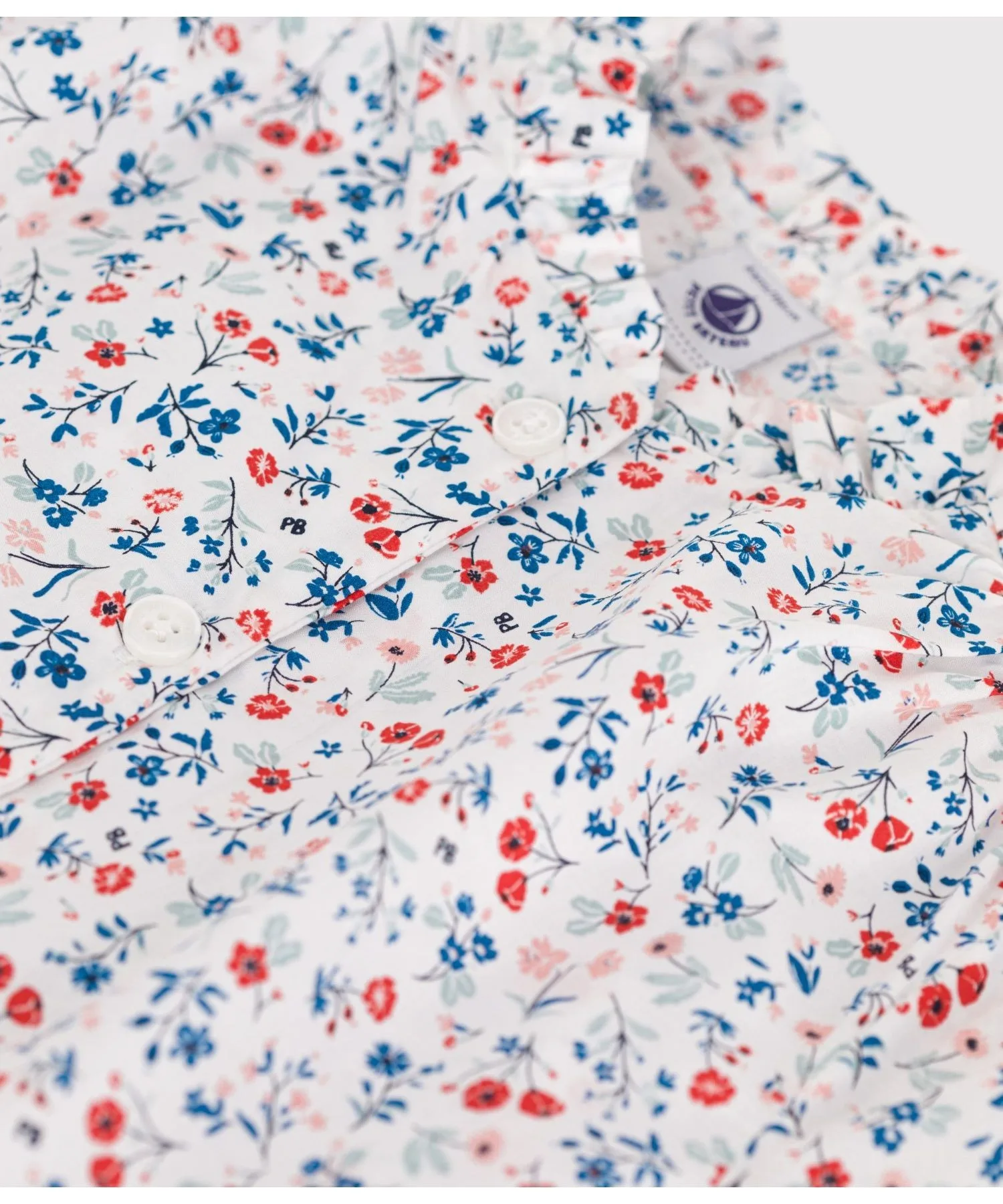 Детская блузка с цветочным принтом PETIT BATEAU белая — фото 3