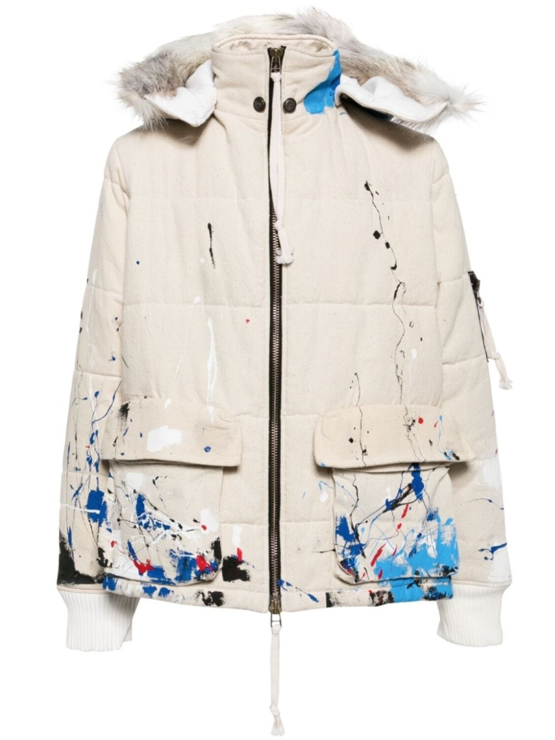 

Greg Lauren пуховик с эффектом разбрызганной краски, серый