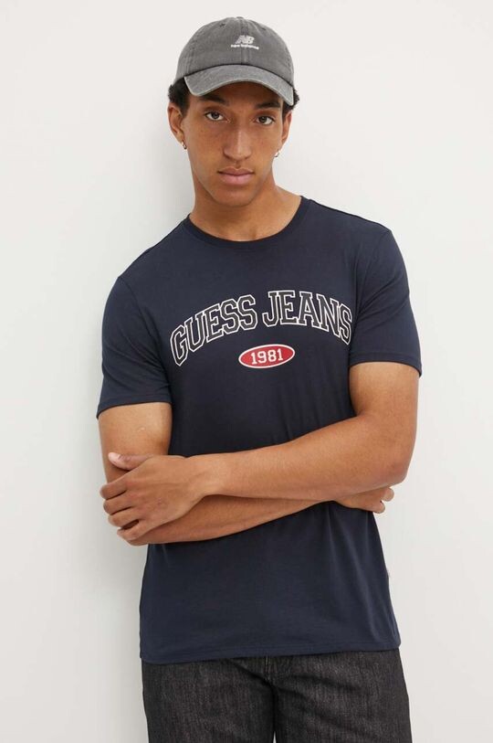 

Хлопковая футболка Guess Jeans, темно-синий