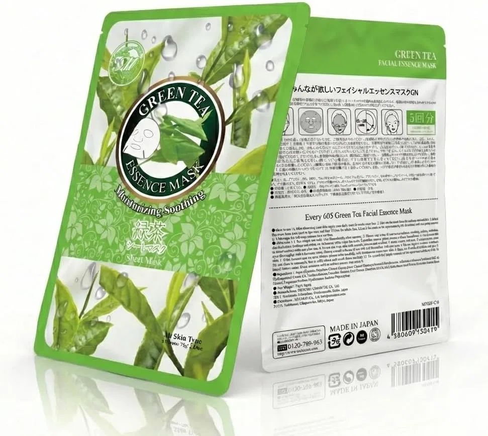 Маска для лица листовая MITOMO Pack Select 605 Green Tea, 5 шт.