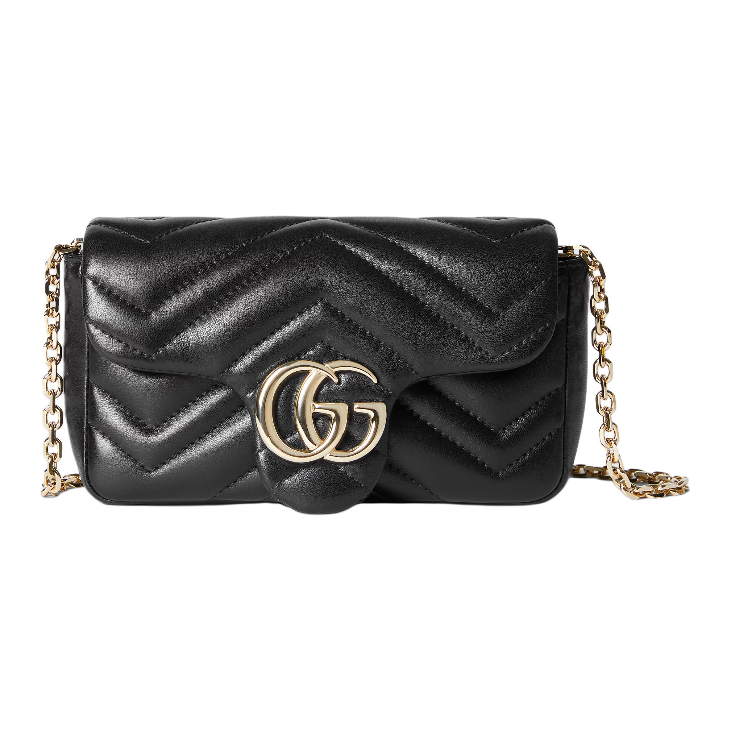 

GUCCI Миниатюрная женская сумка через плечо из ягненка черная