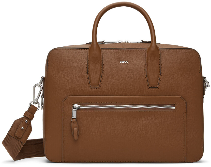 

Коричневый зернистый портфель BOSS