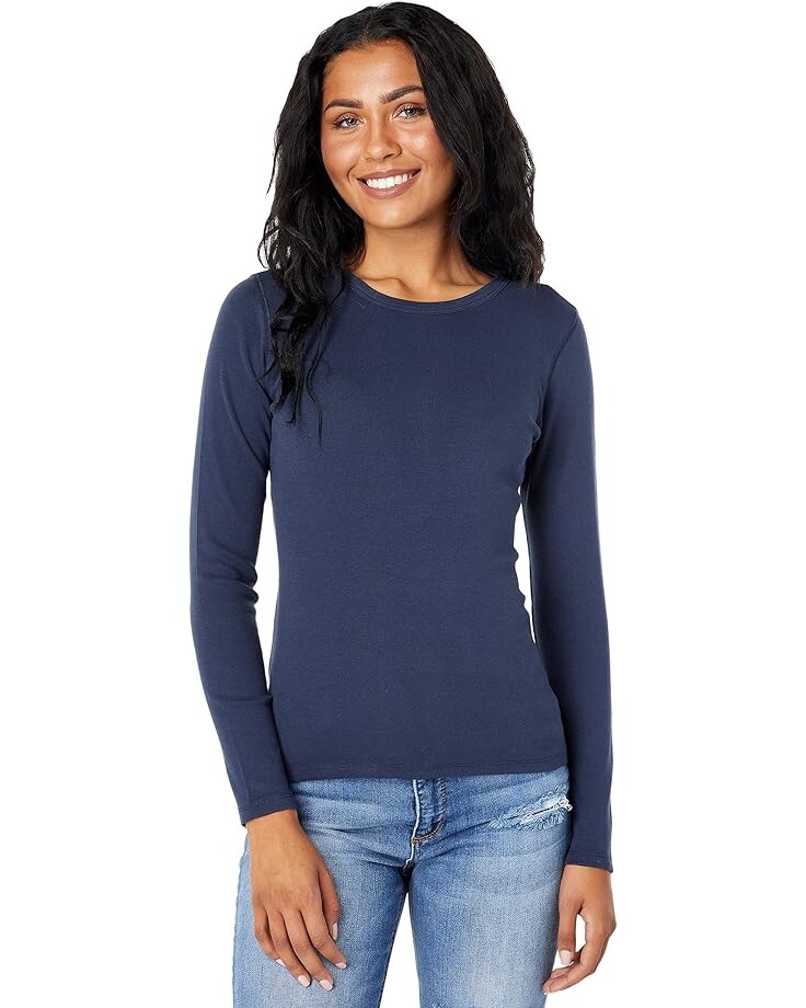 

Футболка Lilla P 1x1 Rib Long Sleeve Crew Neck, цвет Dark Navy