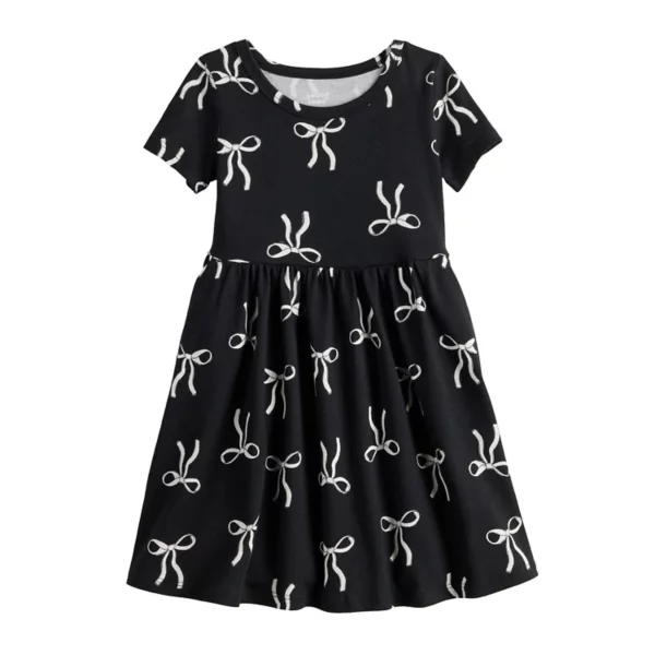 

Детское платье с коротким рукавом для девочек 4-12 лет Jumping Beans, цвет bow icons black