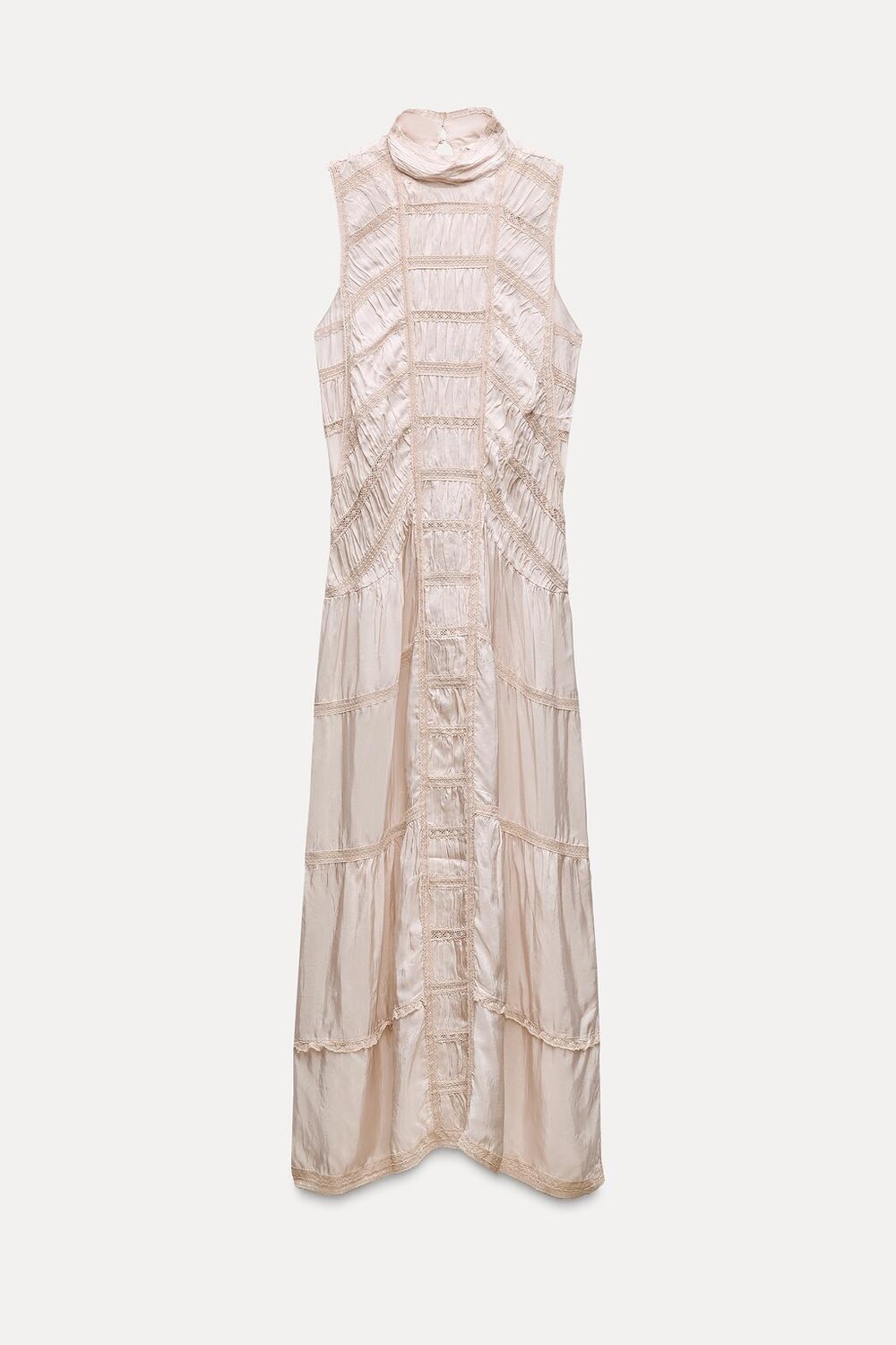 

Длинное кружевное платье ZARA, розовый