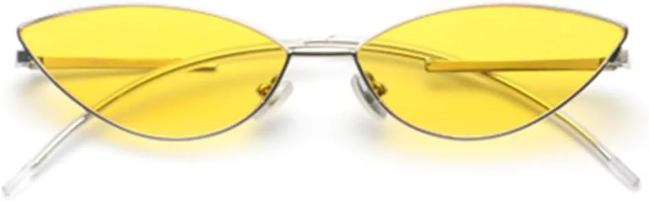 

Женские солнцезащитные очки в стиле ретро, ​​маленькие желтые «кошачий глаз», тонкая оправа в форме стрелы, золотистая металлическая рама, красные линзы VFDHN, C64
