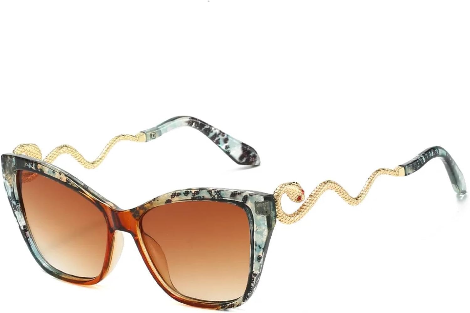 

Винтажные солнцезащитные очки «кошачий глаз» для женщин и мужчин в стиле панк, популярные, роскошные, сексуальные, металлические, с защитой от УФ-излучения UV400 TYUVIVO, Snake Tea Tea