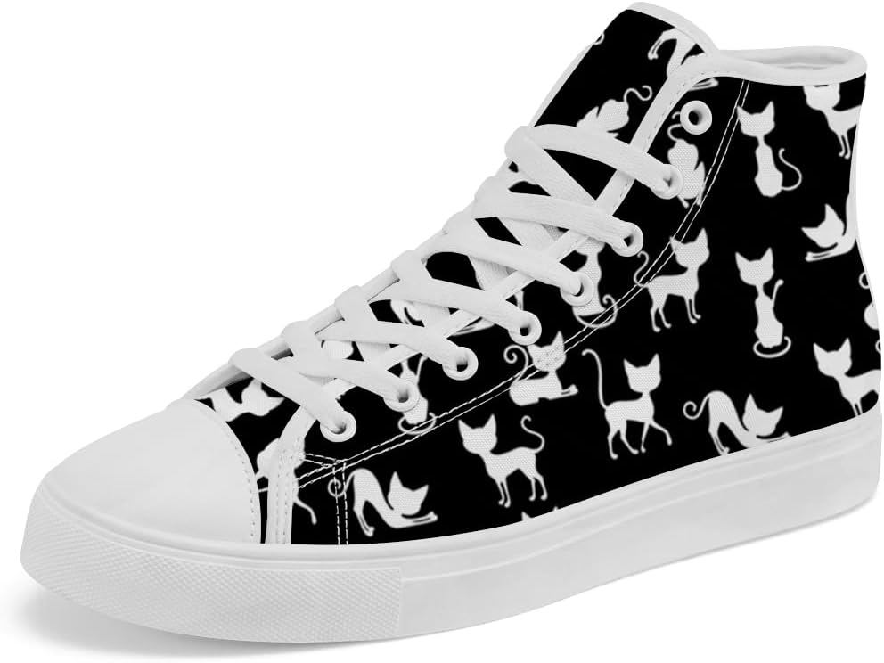 

Кеды на высокой подошве с котиком, высокие кроссовки на шнуровке, повседневная обувь для женщин и мужчин Chebing, белый