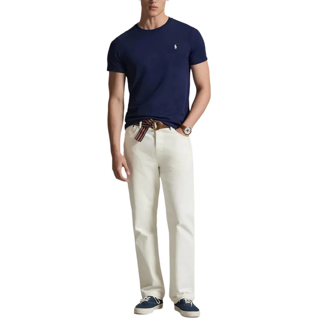 Футболка Custom Slim Fit Polo Ralph Lauren темно-синяя — фото 3