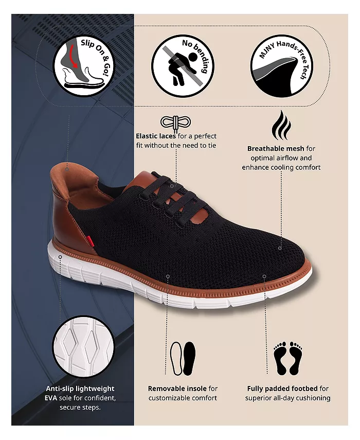 Charles Ave мужские оксфорды с технологией Hands-Free Slip On легкая сетчатая модель Marc Joseph New York, черный — фото 4