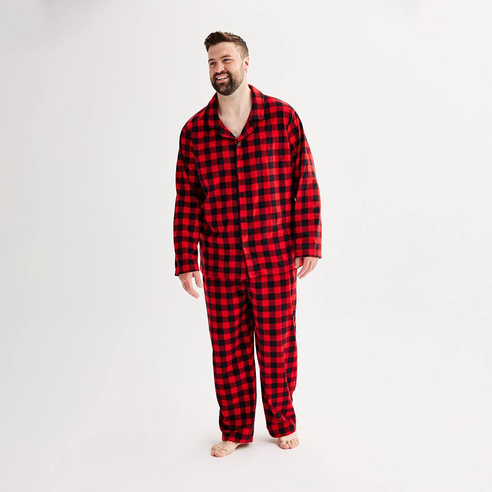 

Big & Tall Jammies For Your Families Комплект пижамного верха и штанов в клетку Merry & Bright Buffalo с вырезом Cuddl Duds, цвет Buffalo Check