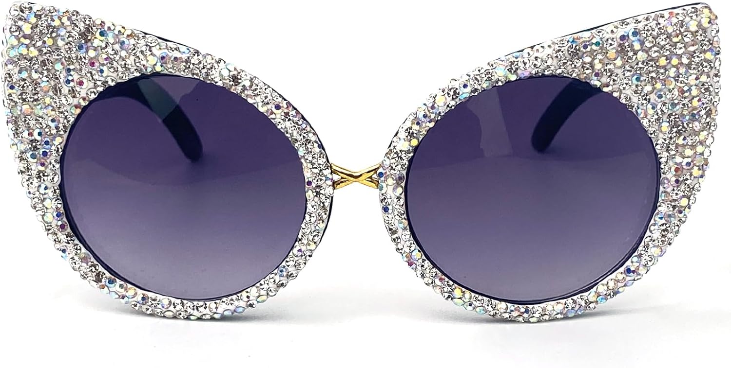 

Модные солнцезащитные очки «кошачий глаз» со стразами для женщин, милые круглые солнцезащитные очки с бриллиантами, винтажные женские солнцезащитные очки для вечеринок mincl, Black