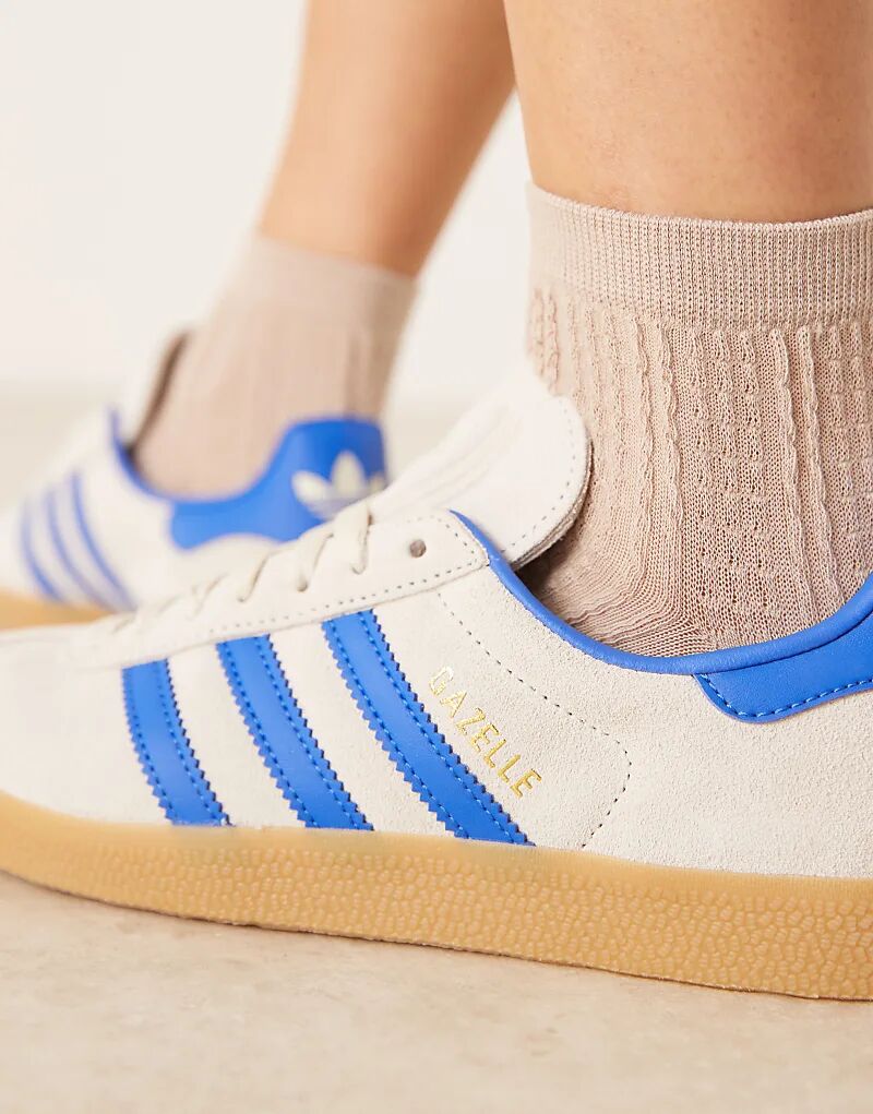 Кроссовки adidas Originals Gazelle серого и синего цветов — фото 3