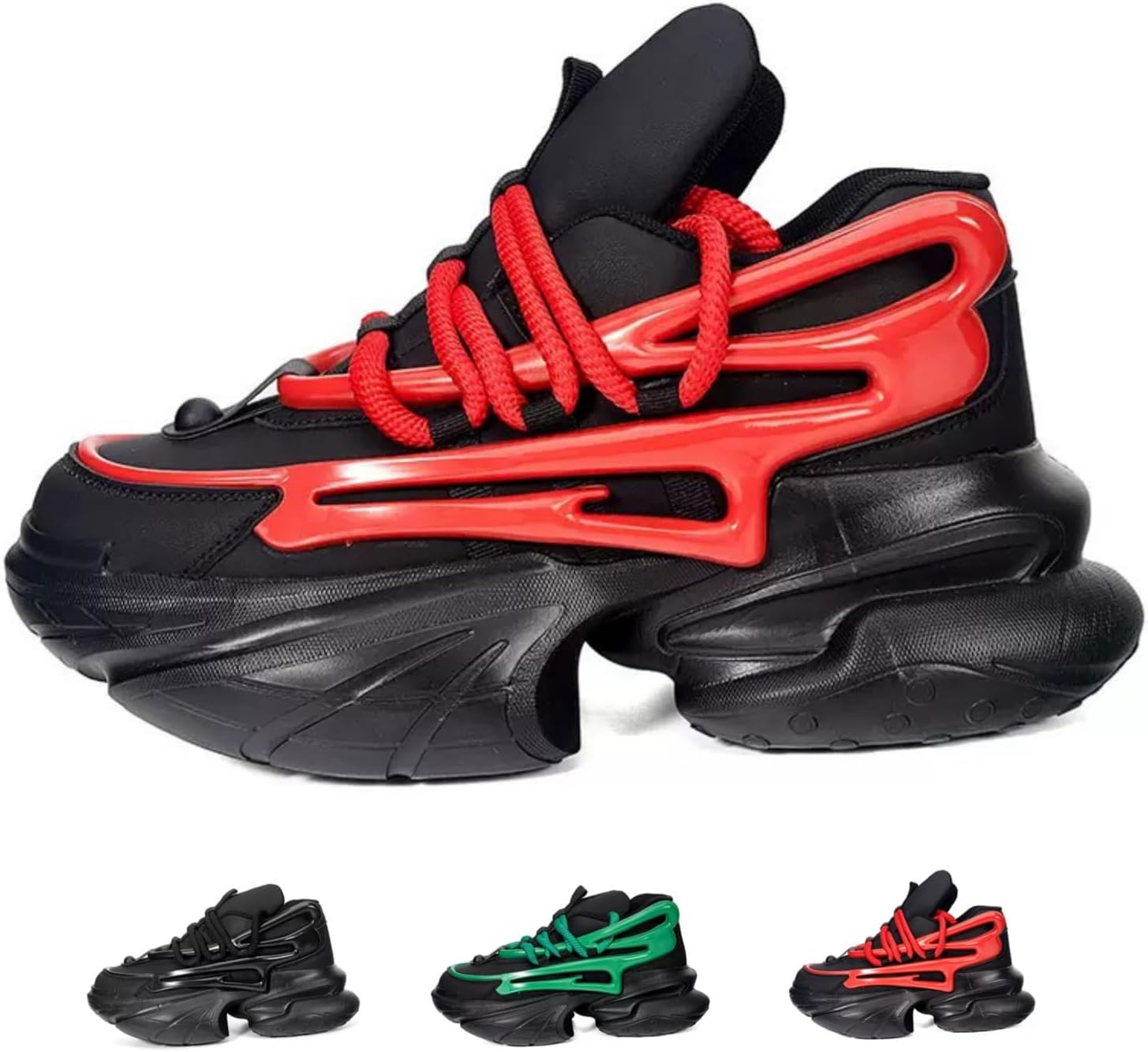 

Мужские модные кроссовки MACEFIL с массивной подошвой, повседневные стильные «папины» кроссовки, удобная спортивная обувь для мужчин, черный/красный