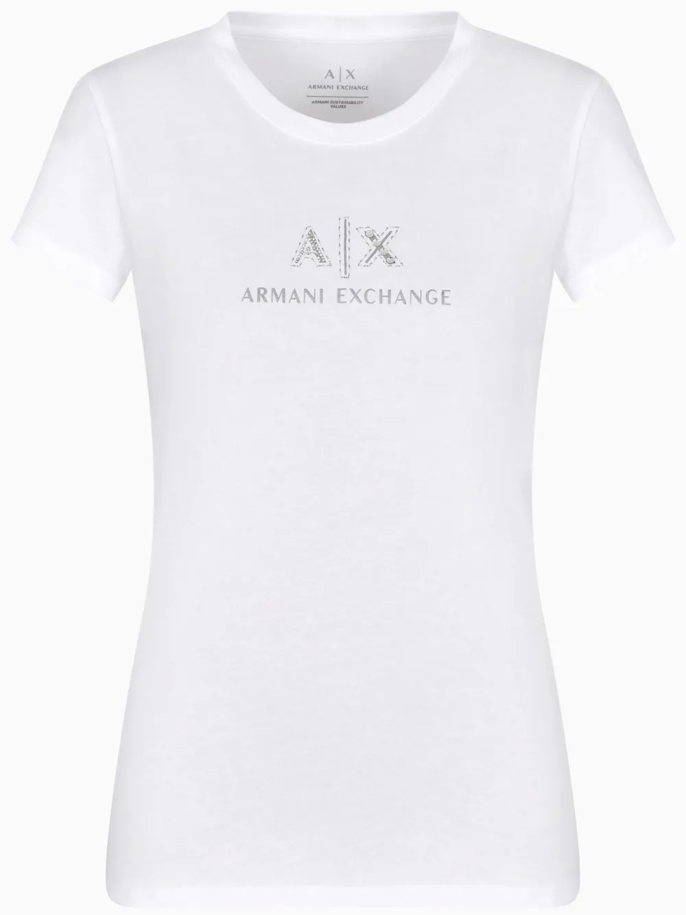 

Футболка с декорированным логотипом Armani Exchange, белый