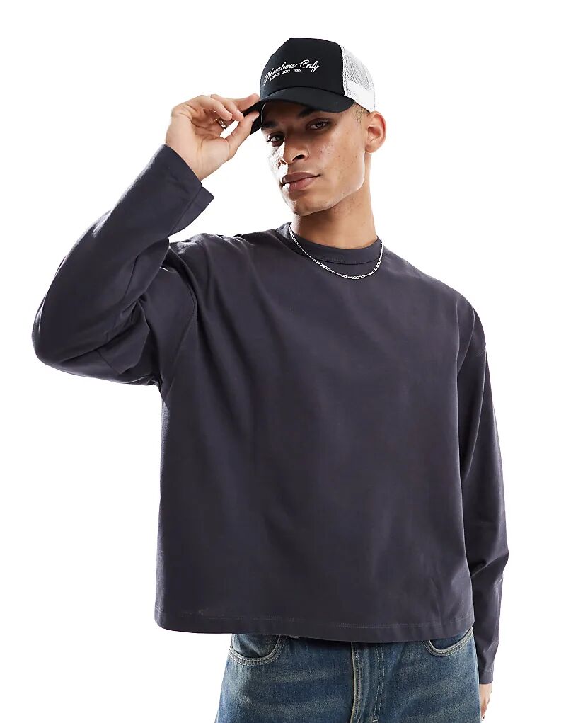 

Футболка свободного кроя ASOS DESIGN с длинными рукавами, плотная, угольного цвета