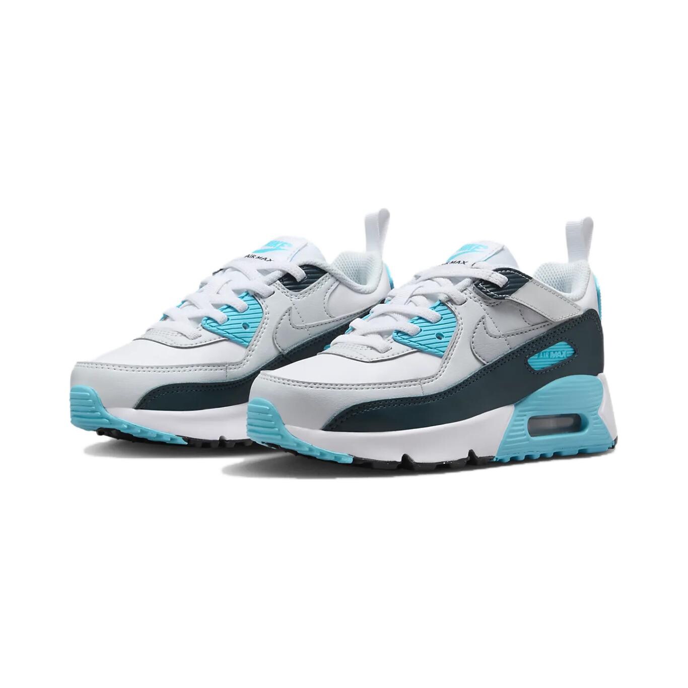 Кроссовки Air Max 90 Kids PS Low-top Белые / Балтийский синий / Темно-синий / Волчий серый Nike, белый/синий — фото 3
