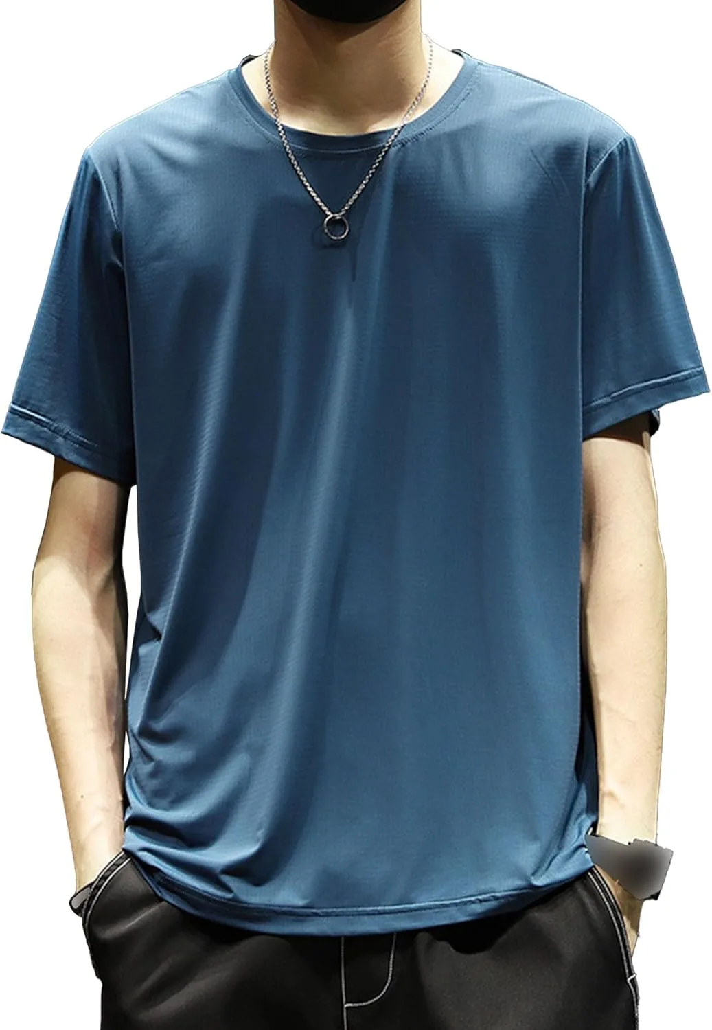 

Мужская футболка Ice Silk с круглым вырезом, быстросохнущая, для тренировок SWJGLITTR