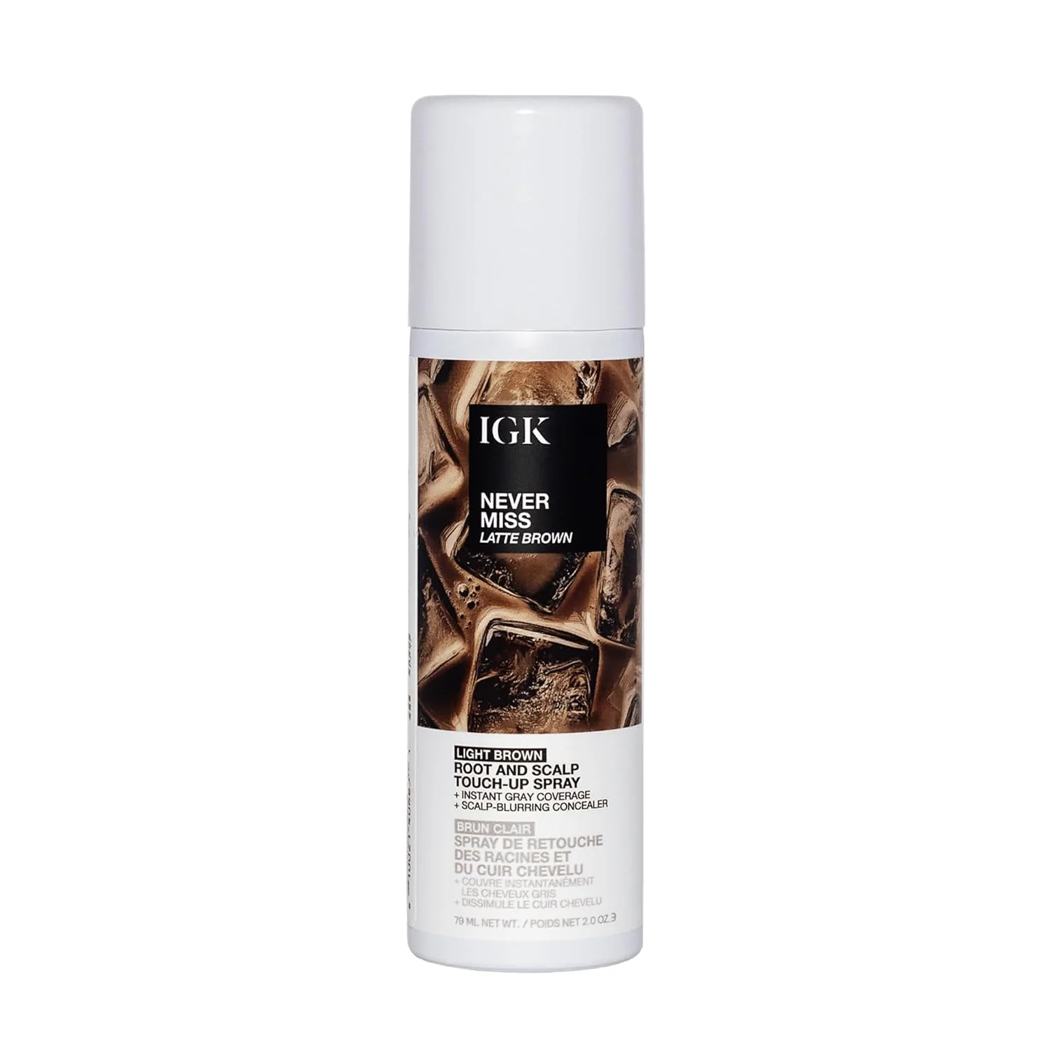 IGK NEVER MISS Root & Scalp Touch-Up Spray - Light Brown | Временный камуфляж для седых корней и редких волос | Водостойкий, устойчивый к поту, без осыпания | С биотином, розмарином и скваланом | 60 мл, Gray