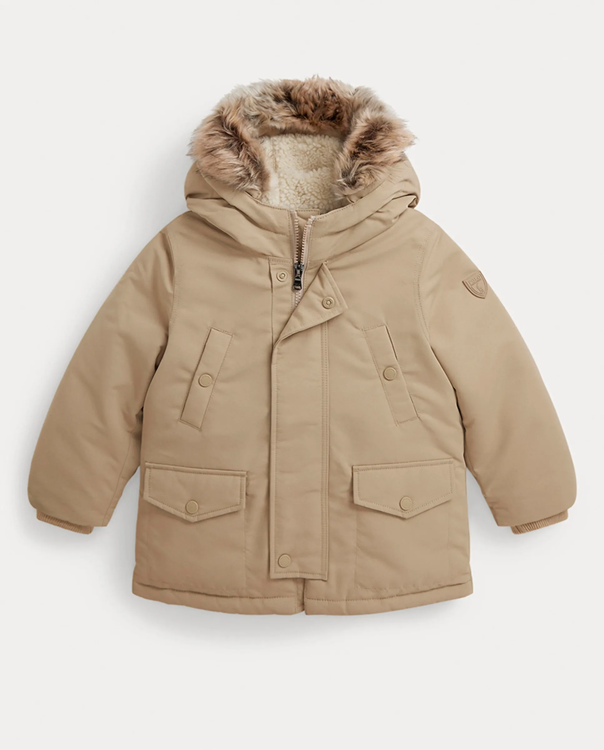 

Детская парка с меховым капюшоном Polo Ralph Lauren, бежевый