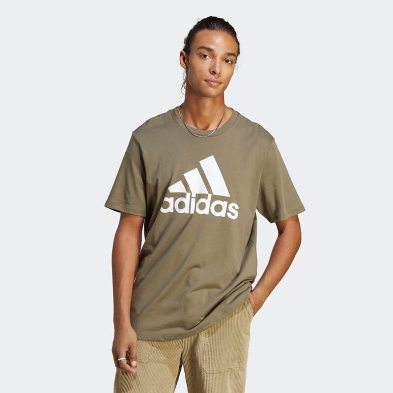 

Мужская футболка Essentials из одинарного джерси с большим логотипом Adidas, зеленый