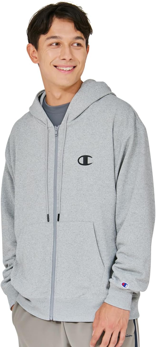 

Мужская толстовка Champion TECH WEAVE(R) C3-DS101 с длинным рукавом, логотипом One-Point Logo, Tech Wave(R) Terry Zip Hooded Thick, серый