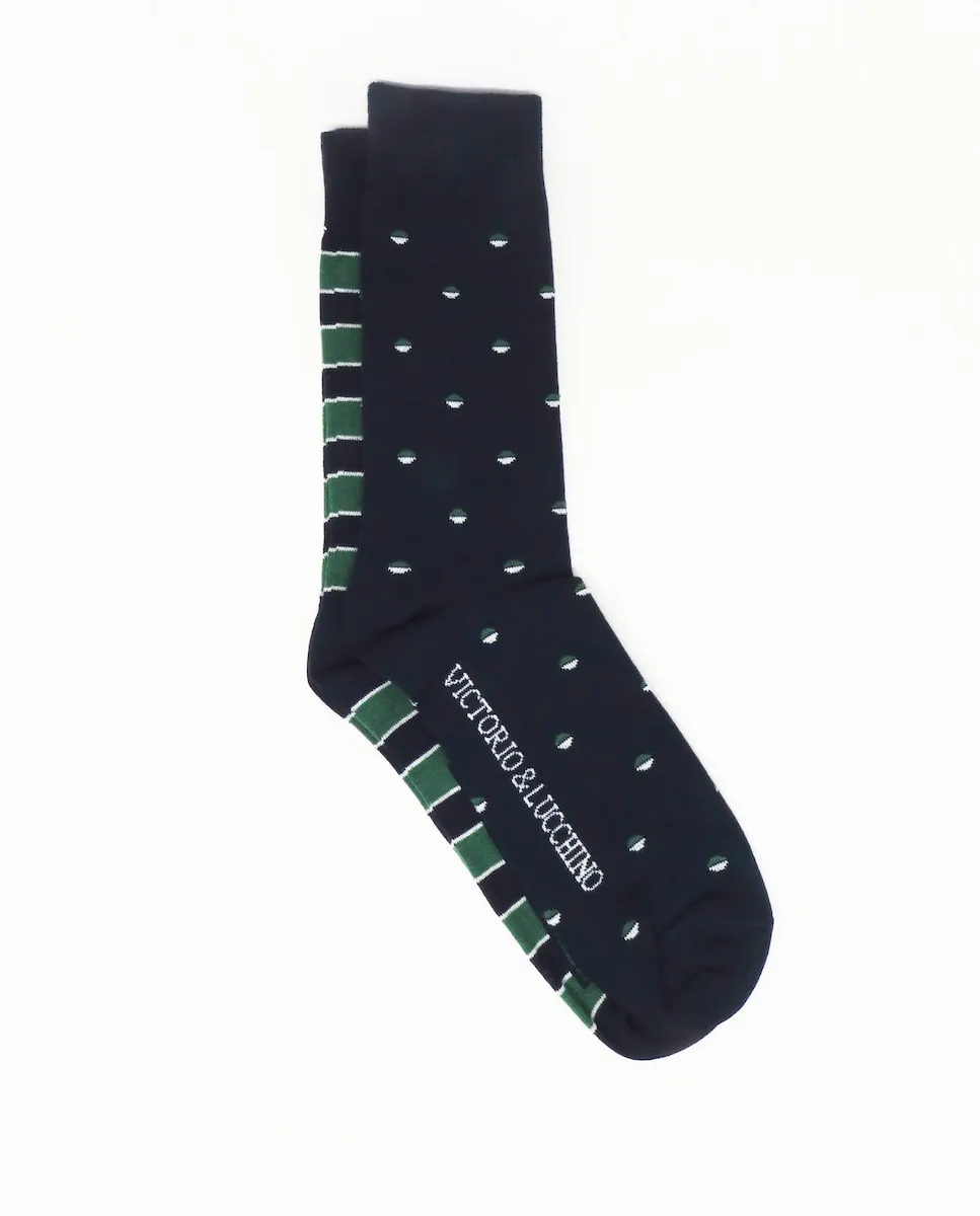 

Мужские разноцветные носки с фантазийным принтом Victorio & Lucchino, темно-синий/зеленый