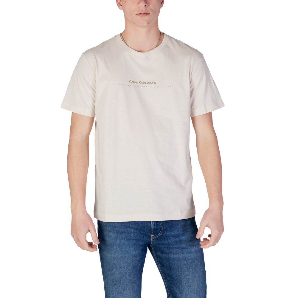 

Бежевая хлопковая футболка Rigenerato Calvin Klein Jeans