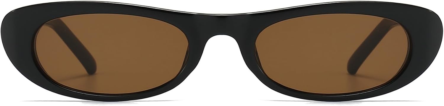 

Удлинённые узкие солнцезащитные очки «кошачий глаз» для женщин, ретро-очки в стиле 90-х, овальные солнцезащитные очки, модные маленькие чёрные очки BRMHDY, A2 Black/Brown