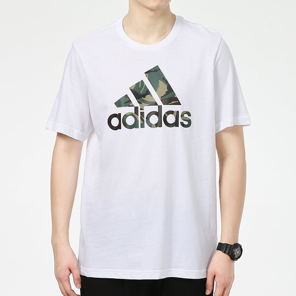 Футболка камуфляж t камуфляж логотип печать спорт короткий рукав мужчины Adidas, белый — фото 3