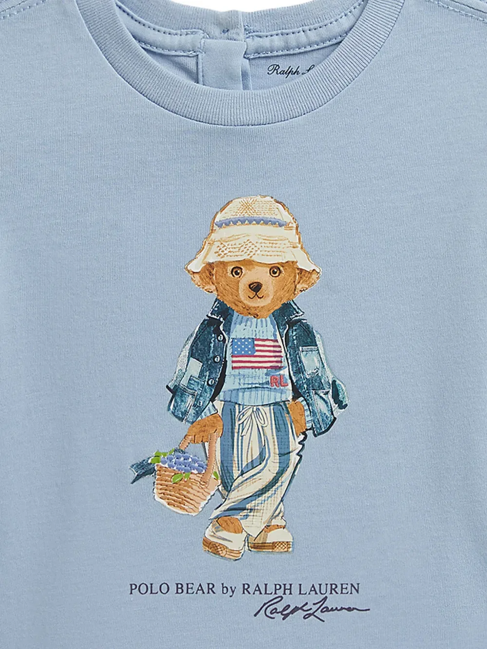 Футболка с принтом медведя поло Polo Ralph Lauren Kids, синий — фото 4