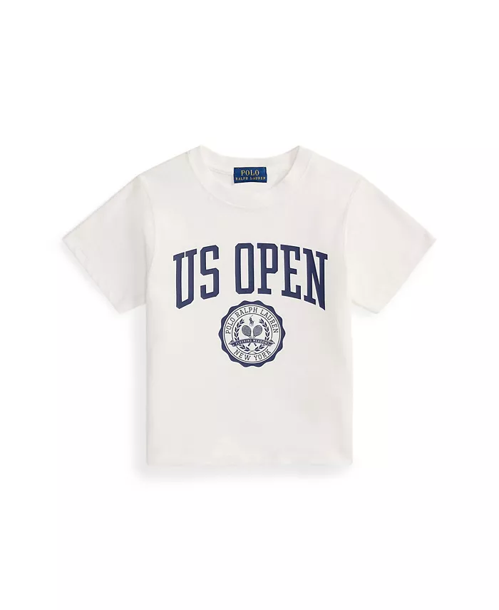 

Футболка из хлопкового джерси с эмблемой Открытого чемпионата США для малышей и девочек Polo Ralph Lauren, белый